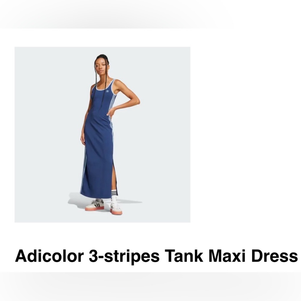 Adidas Adicolor 3 Stripe Tank Maxi Dress Like New